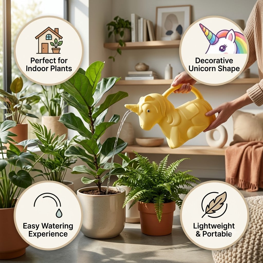 Unicorn Watering Can for Kids — 2 Litre Magical Fun | White & Yellow Set | Lightweight Garden & Indoor Plant Watering Toy
