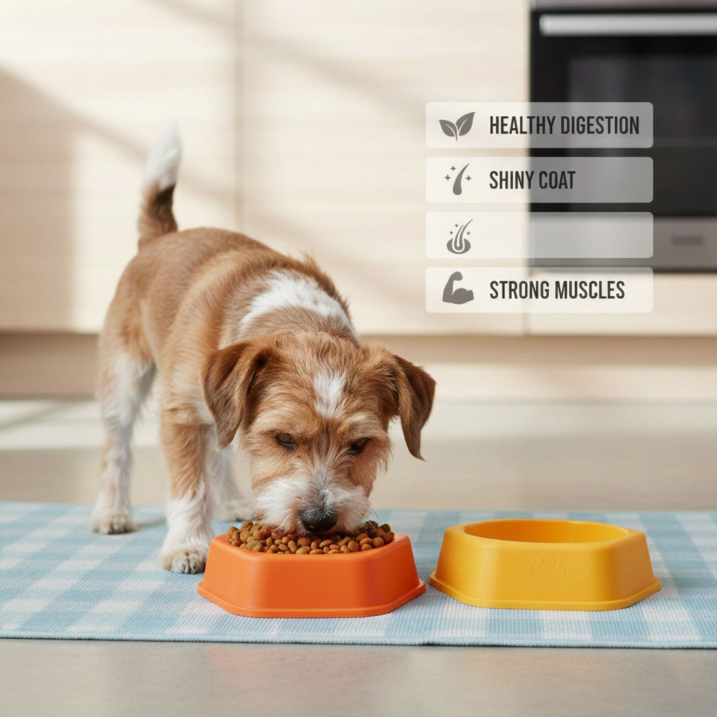 Round Pet Bowl 7.5 Inch – Anti-Slip Octagon Base Cat & Dog Food Bowl, Teal Blue