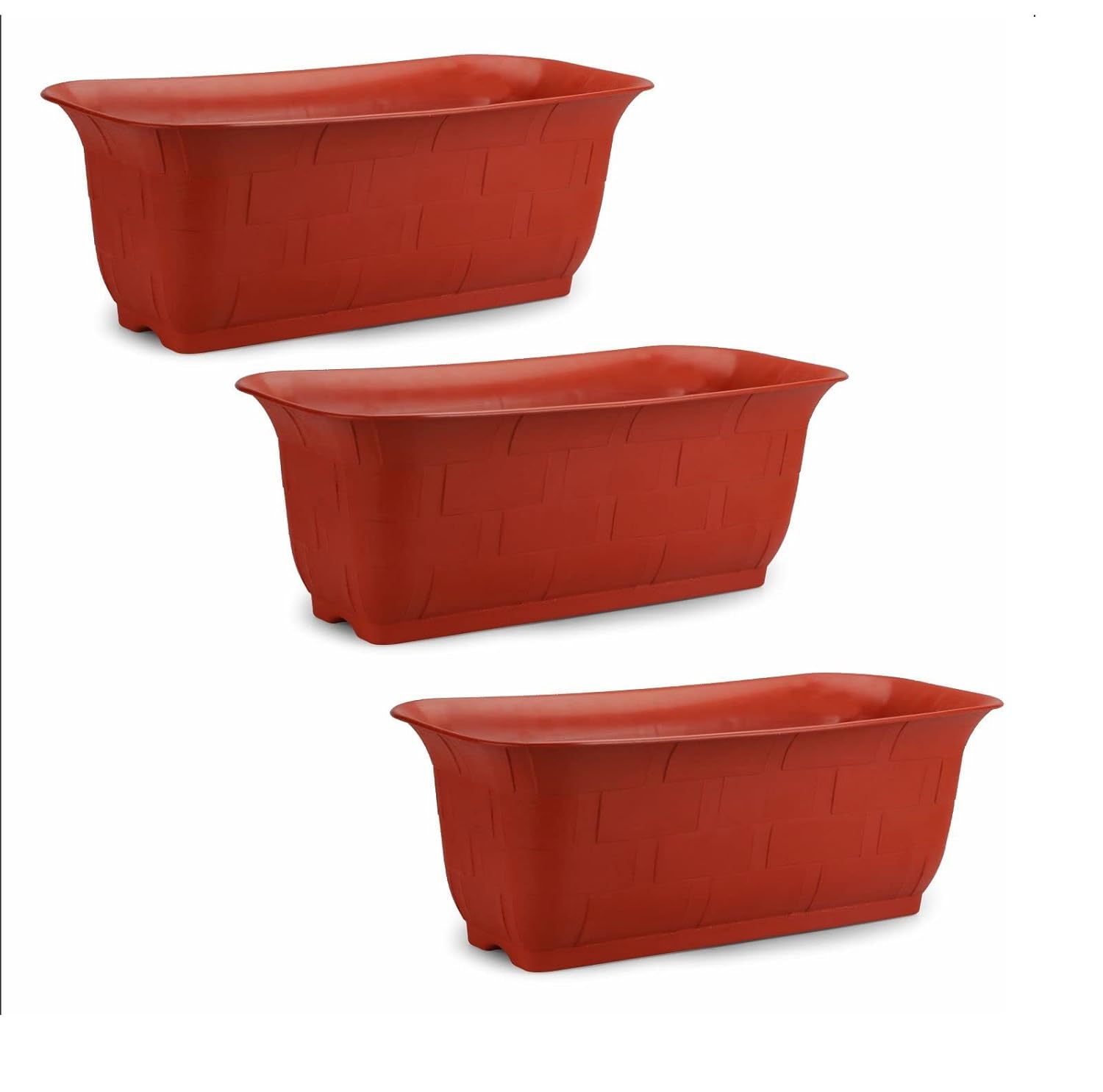 16 Inch Brown Window Planters Lightweight & UV Resistant (Set of 3)