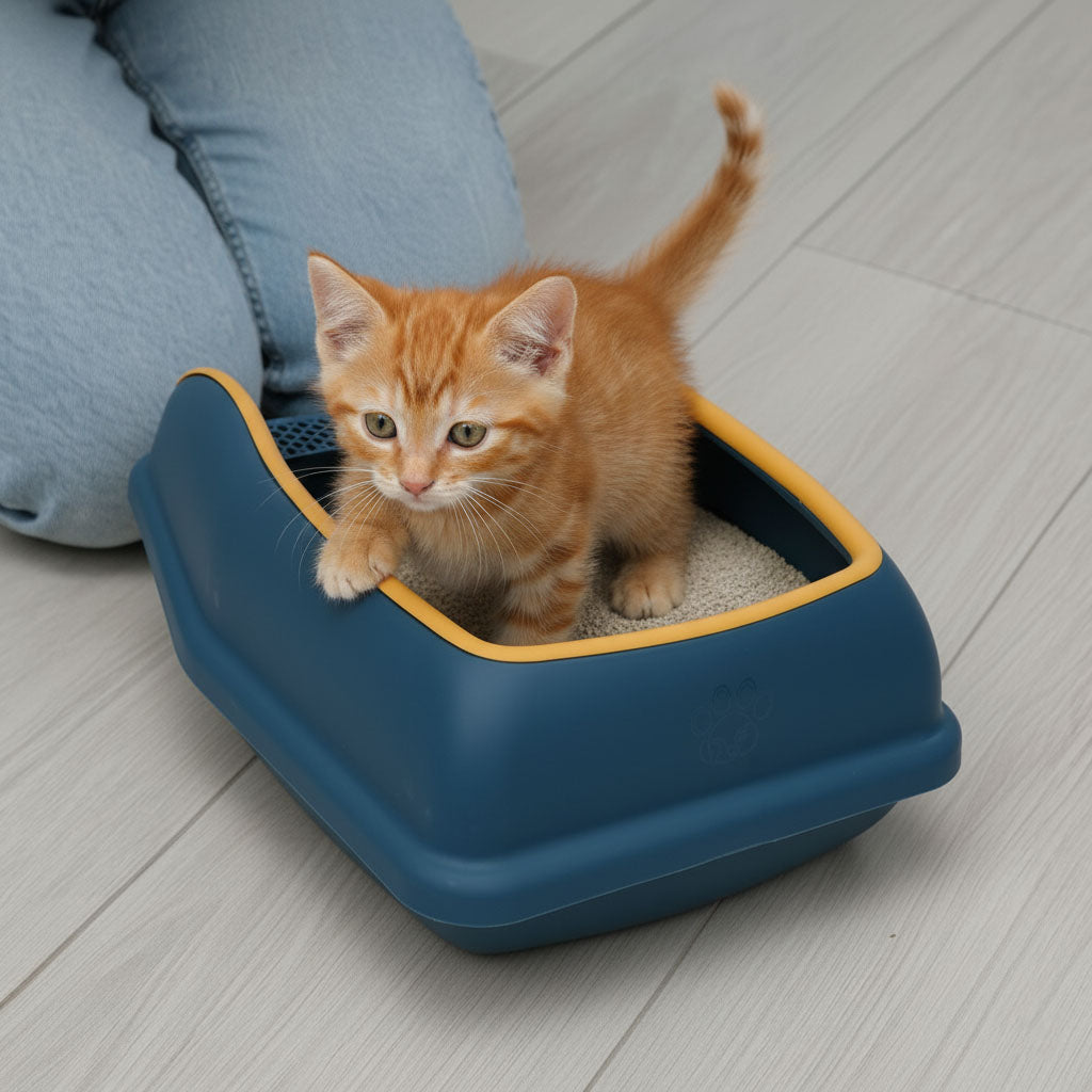 Cat Litter Box Small 18.5 Inch Violet with Scoop
