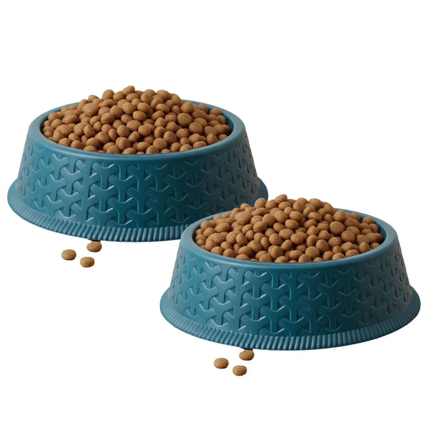 Round Plastic Cat & Dog Bowl, 5-Inch, Non-Slip Textured Base – Set of 3