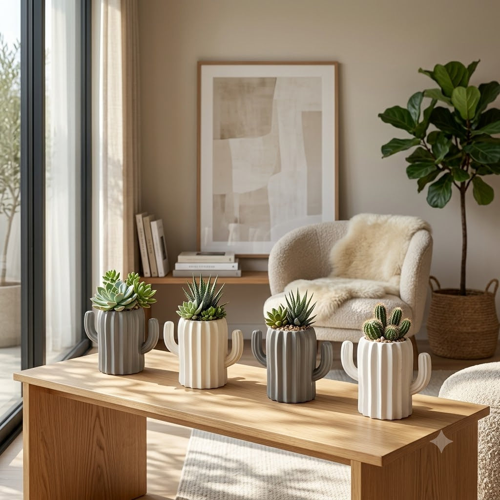 Cactus Shape Vase for Table Décor 5 Inch Set Of 4