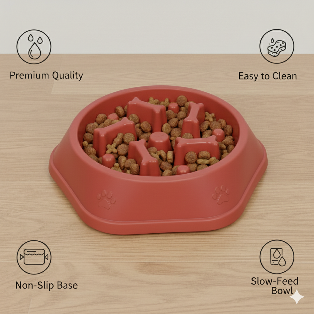 Slow Feeder Dog & Cat Bowl – 9 Inch Anti-Choking Puzzle Bowl for Fast Eaters