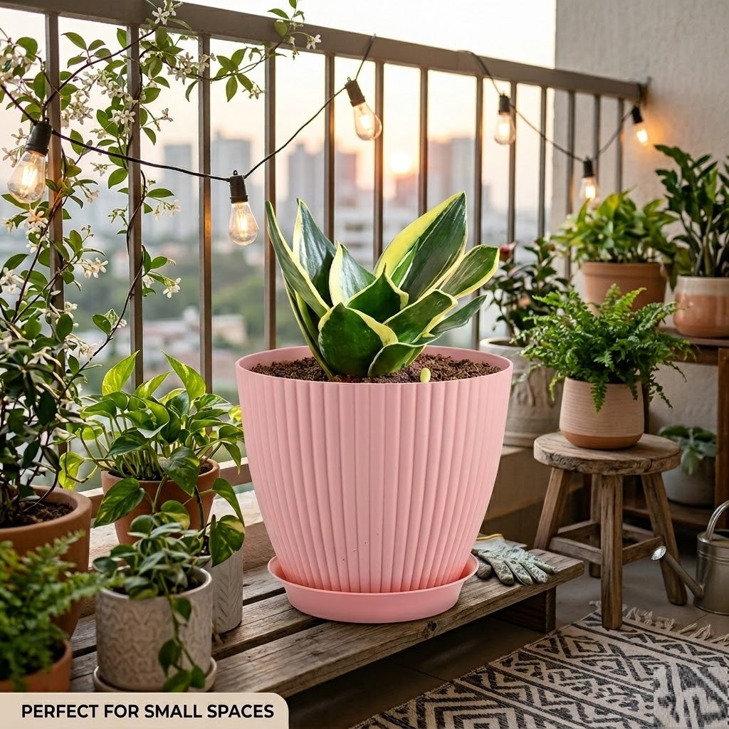 7 Inch (17.78 cm) Unique Design Round Shape Grand Planter Flower Pot Suitable for Indoor and Outdoor Use for Home/Office/Table/Garden/Balcony Decoration – Set of 5