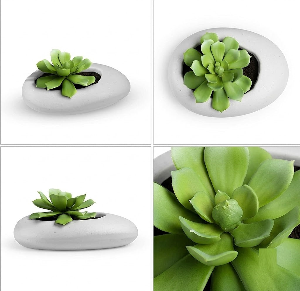 12 Inch Pabble Stone Planter  UV Resistant, Lightweight White Pot (Indoor/Outdoor)