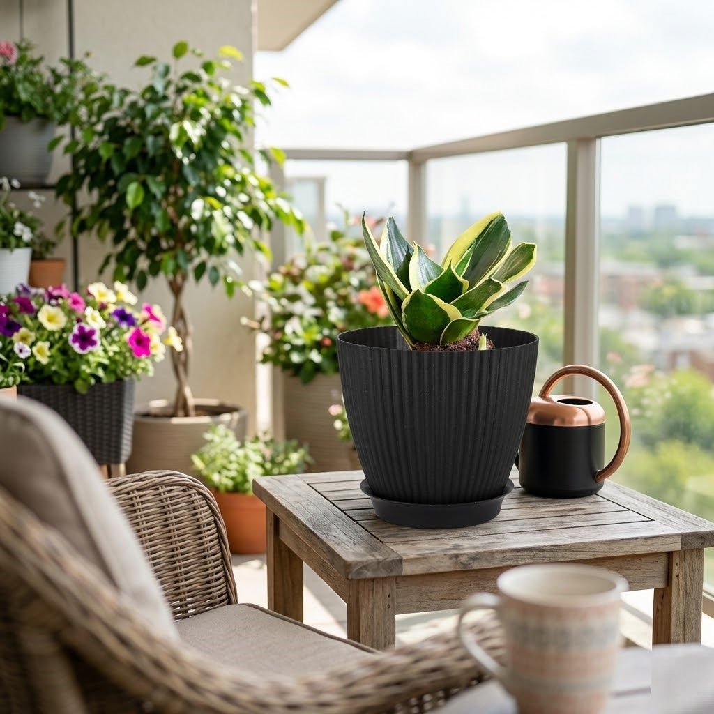 7 Inch (17.78 cm) Unique Design Round Shape Grand Planter Flower Pot Suitable for Indoor and Outdoor Use for Home/Office/Table/Garden/Balcony Decoration – Set of 5