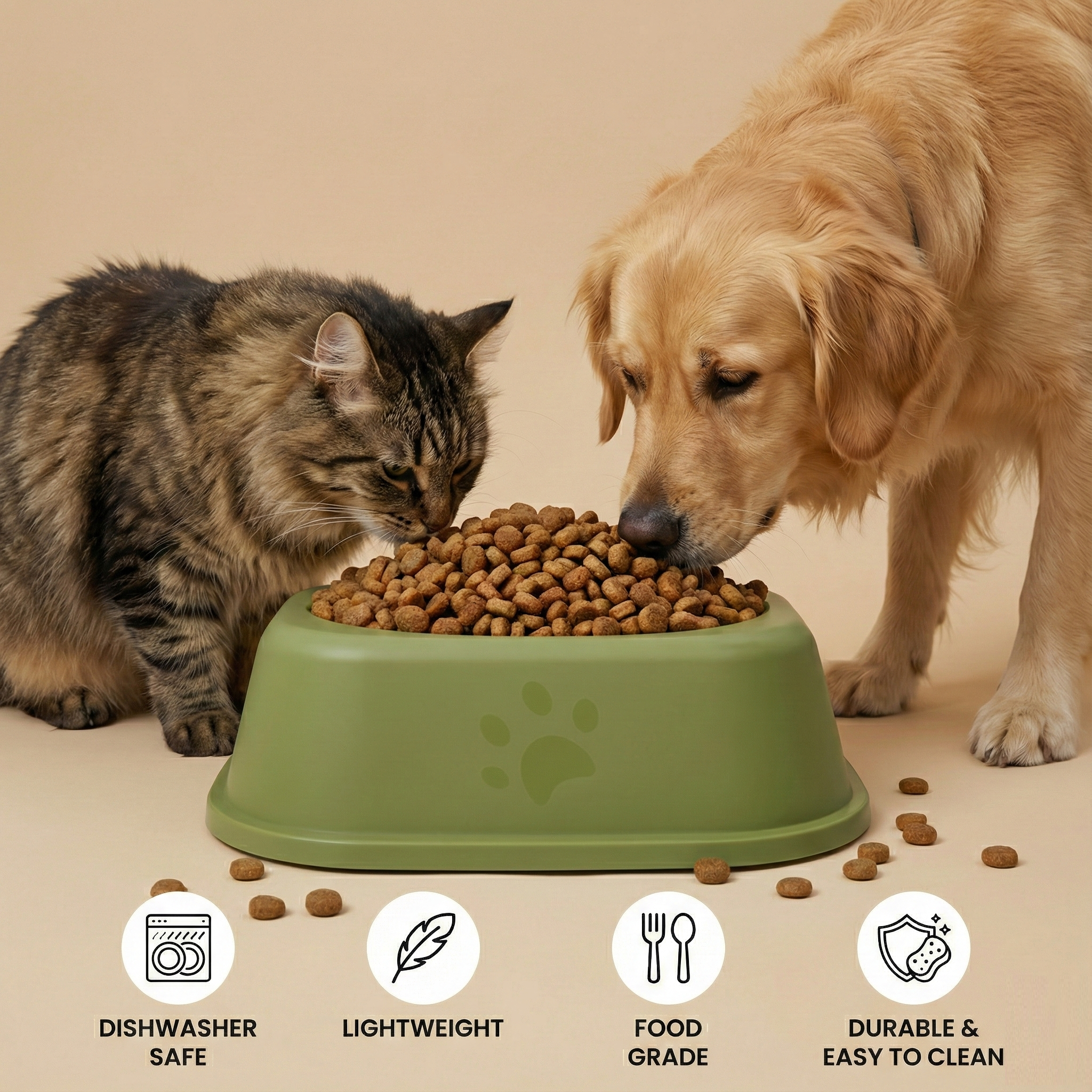 Square Pet Bowl Set – 7 Inch, Pack of 2
