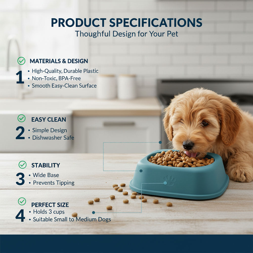 Square Pet Bowl Set – 7 Inch, Pack of 2