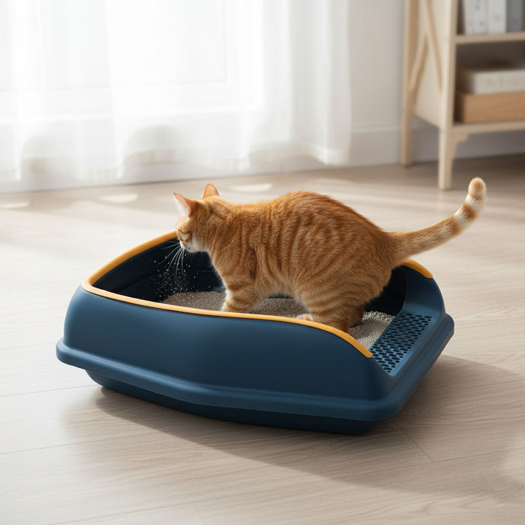 Cat Litter Box Small 18.5 Inch Violet with Scoop