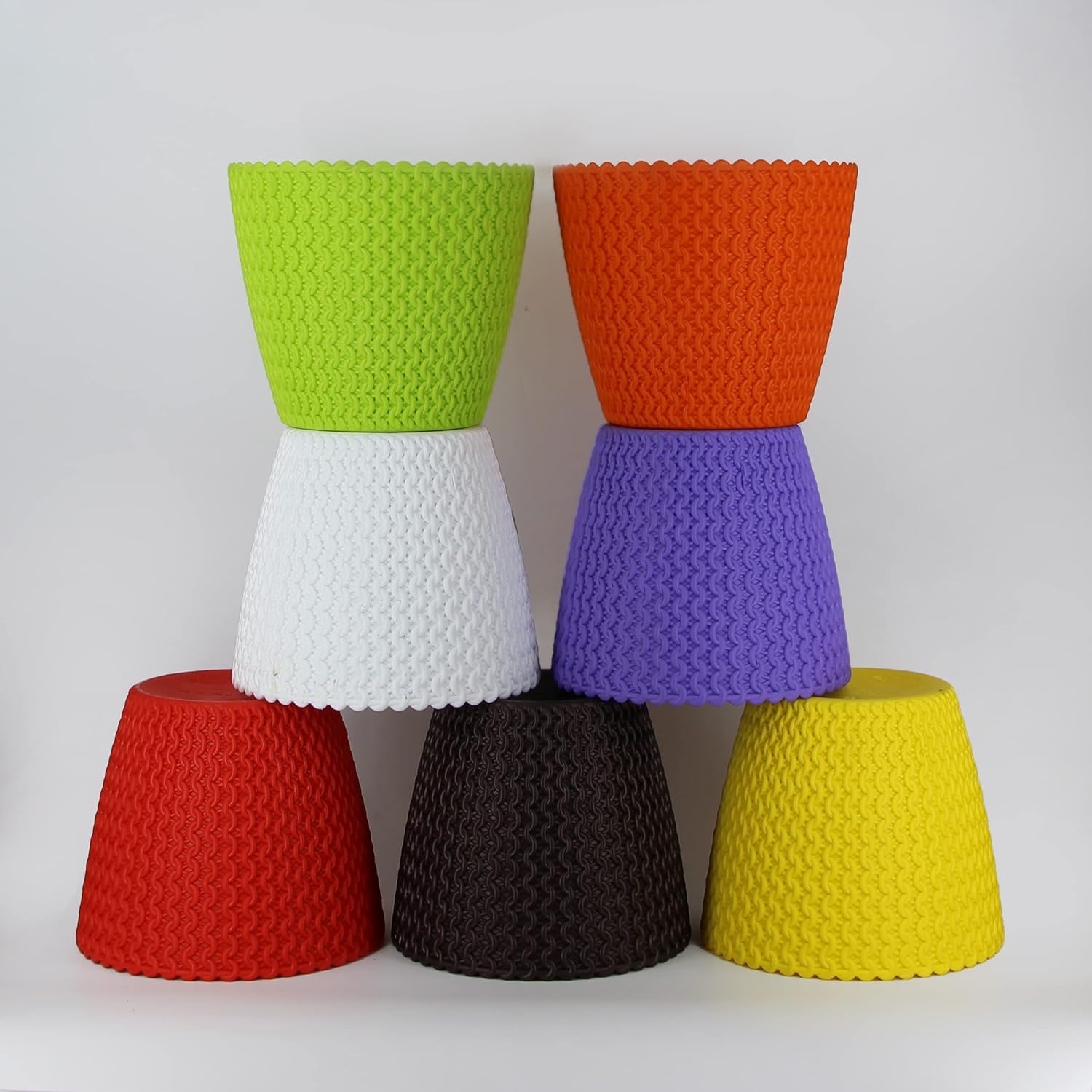 7 Inch Poppy Round Flower Pots  Set of 5