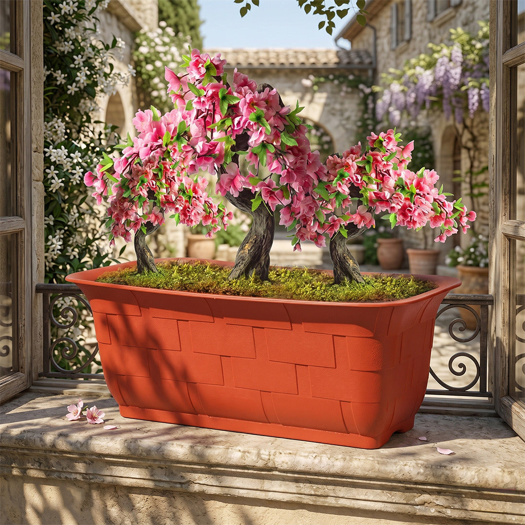 20 Inch Brown Window Planters Lightweight & UV Resistant (Set of 3)