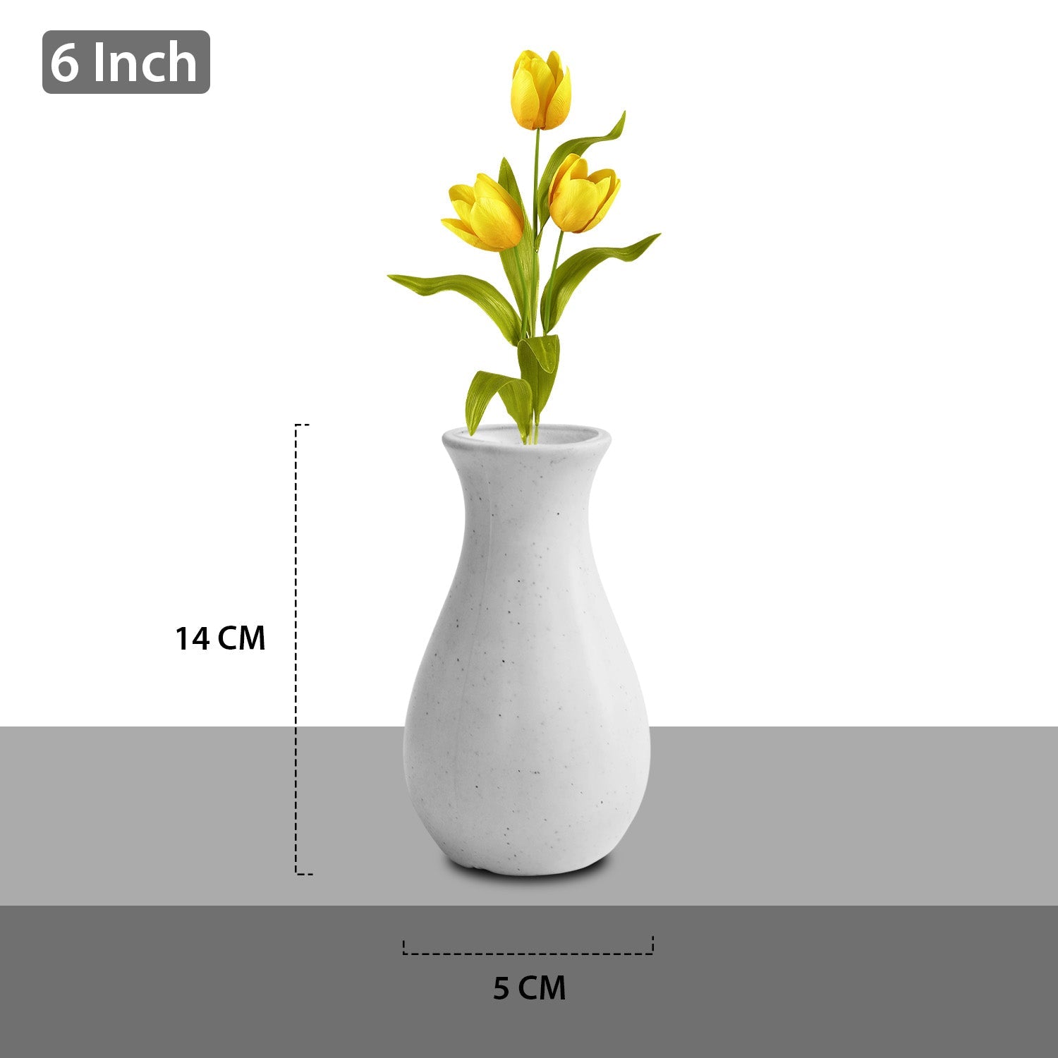 6 Inch Round White Lucky Plastic Flower Vases  Indoor Decor (Set of 4)