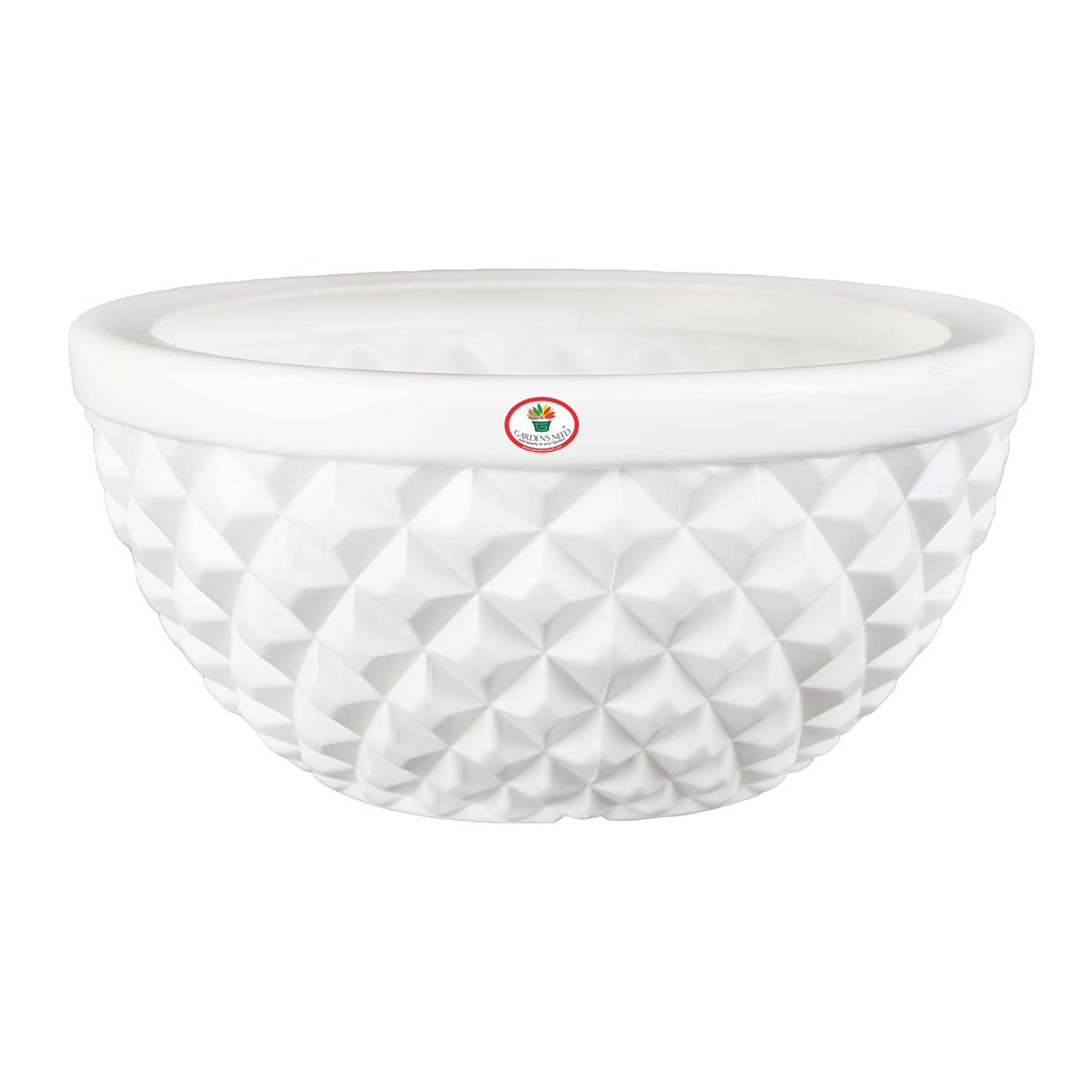 12 Inch Holden Round Planter  UV Resistant, Lightweight White Pot (Indoor/Outdoor)