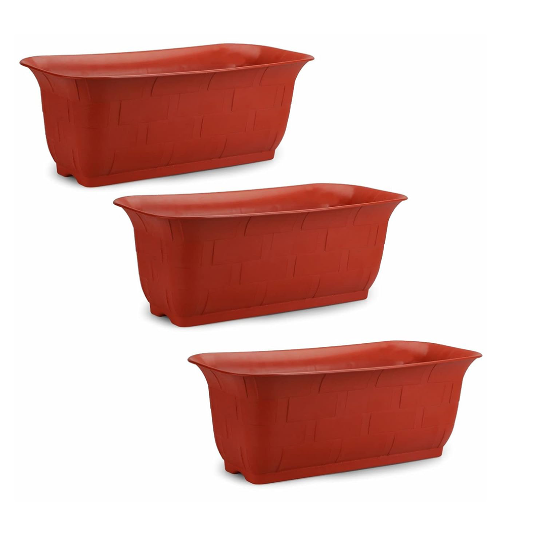 20 Inch Brown Window Planters Lightweight & UV Resistant (Set of 3)