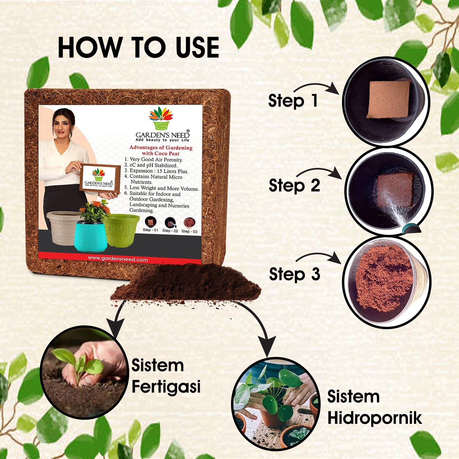 Brown Cocopeat Block 1 Kg  Natural Compost And Fertilizer for Indoor/Outdoor Gardening