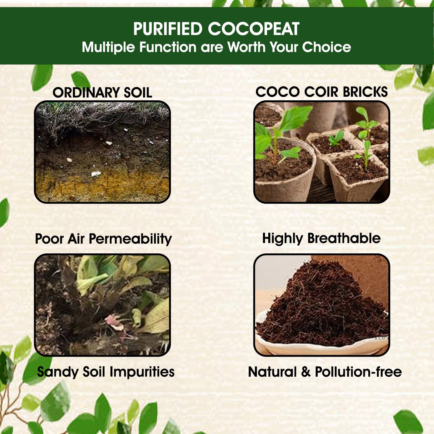 Brown Cocopeat Block 1 Kg  Natural Compost And Fertilizer for Indoor/Outdoor Gardening