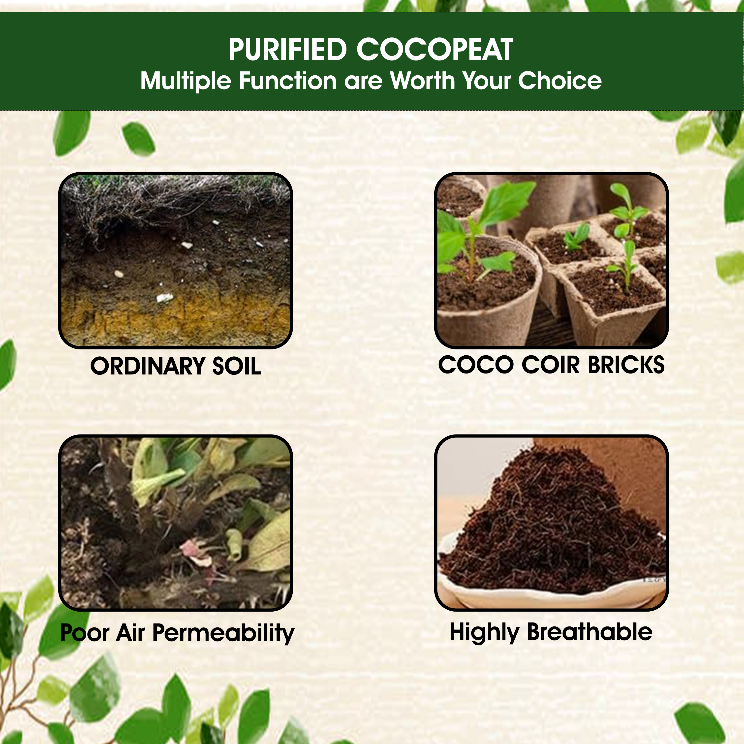 Brown Cocopeat Block 1 Kg  Natural Compost And Fertilizer for Indoor/Outdoor Gardening