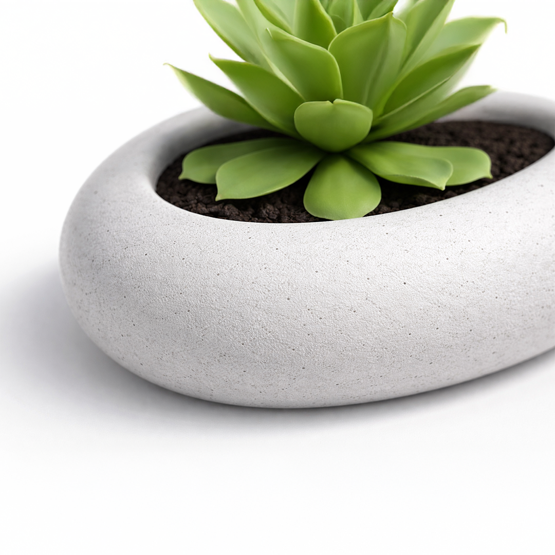 12 Inch Pabble Stone Planter  UV Resistant, Lightweight White Pot (Indoor/Outdoor)
