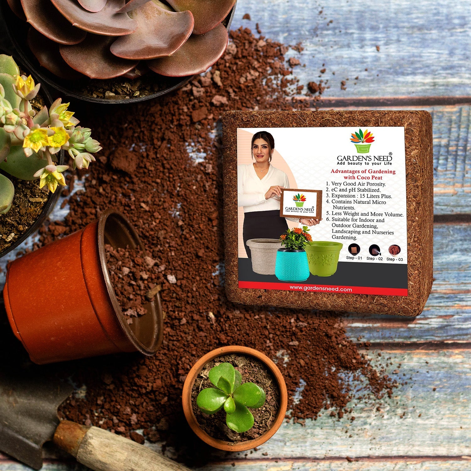 Brown Cocopeat Block 1 Kg  Natural Compost And Fertilizer for Indoor/Outdoor Gardening