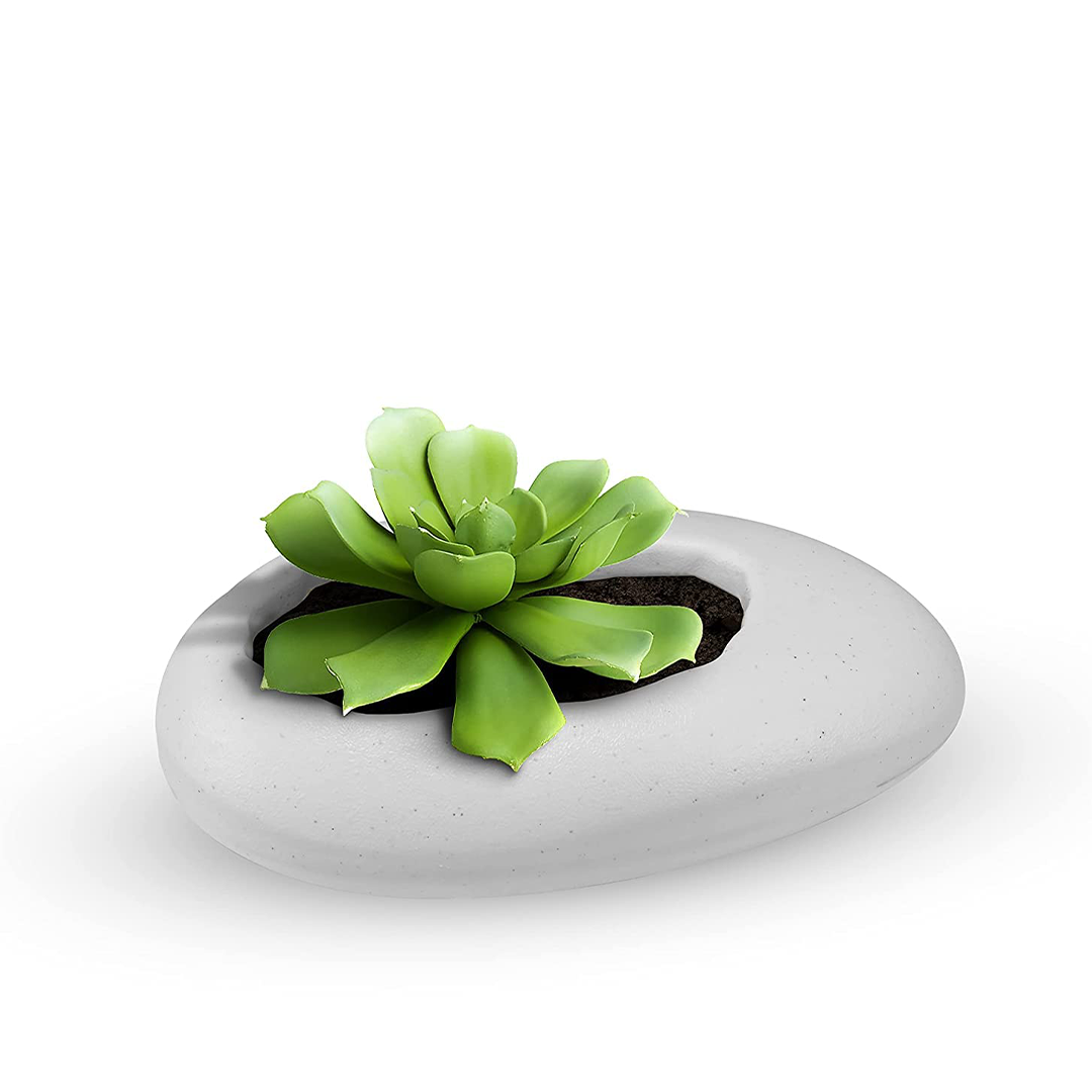 12 Inch Pabble Stone Planter  UV Resistant, Lightweight White Pot (Indoor/Outdoor)