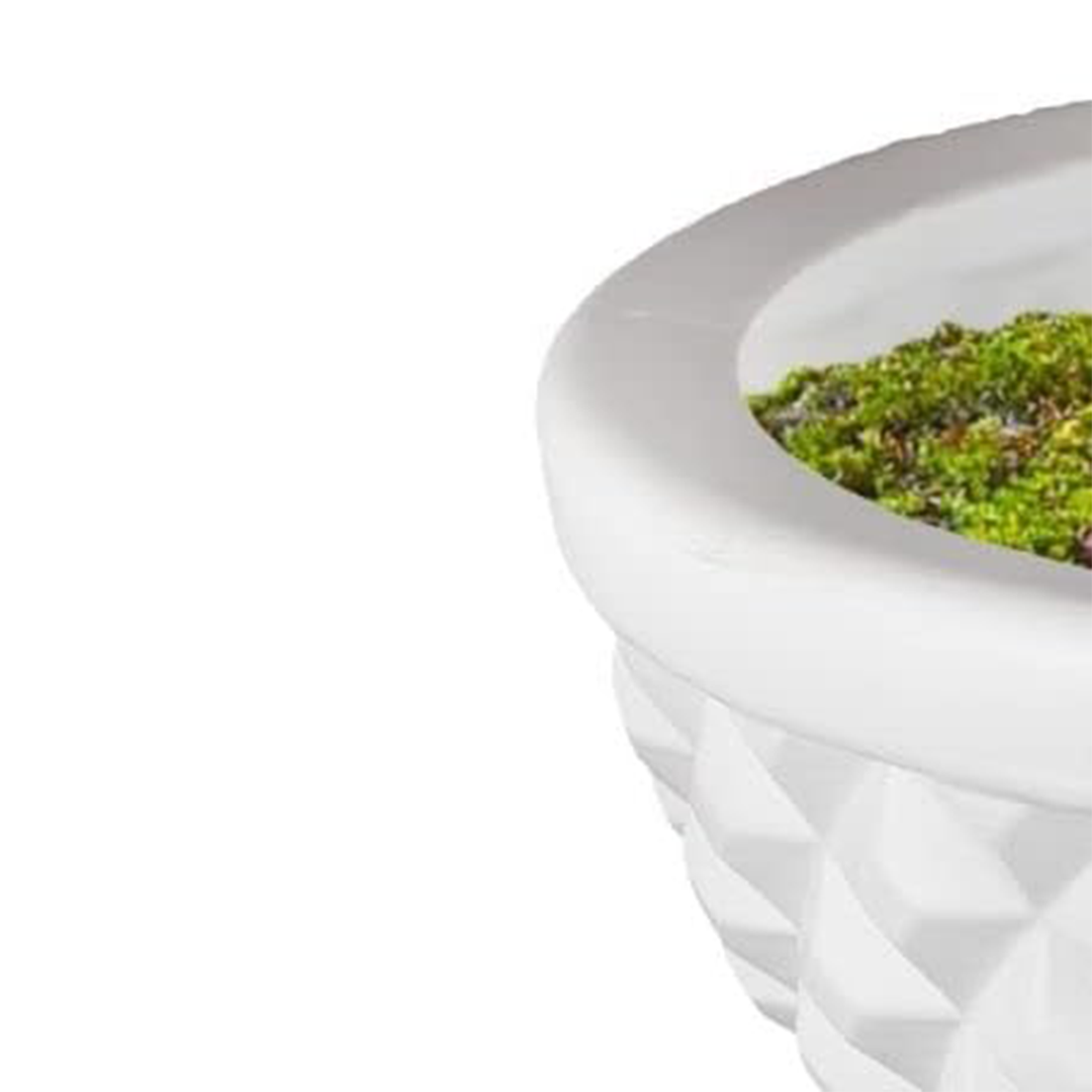 12 Inch Holden Round Planter  UV Resistant, Lightweight White Pot (Indoor/Outdoor)