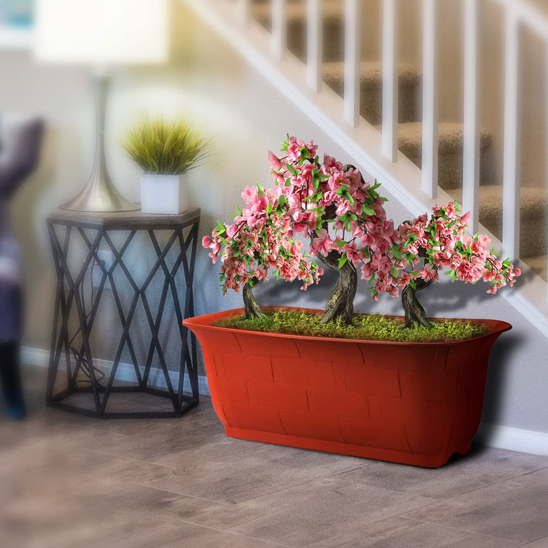 20 Inch Brown Window Planters Lightweight & UV Resistant (Set of 3)