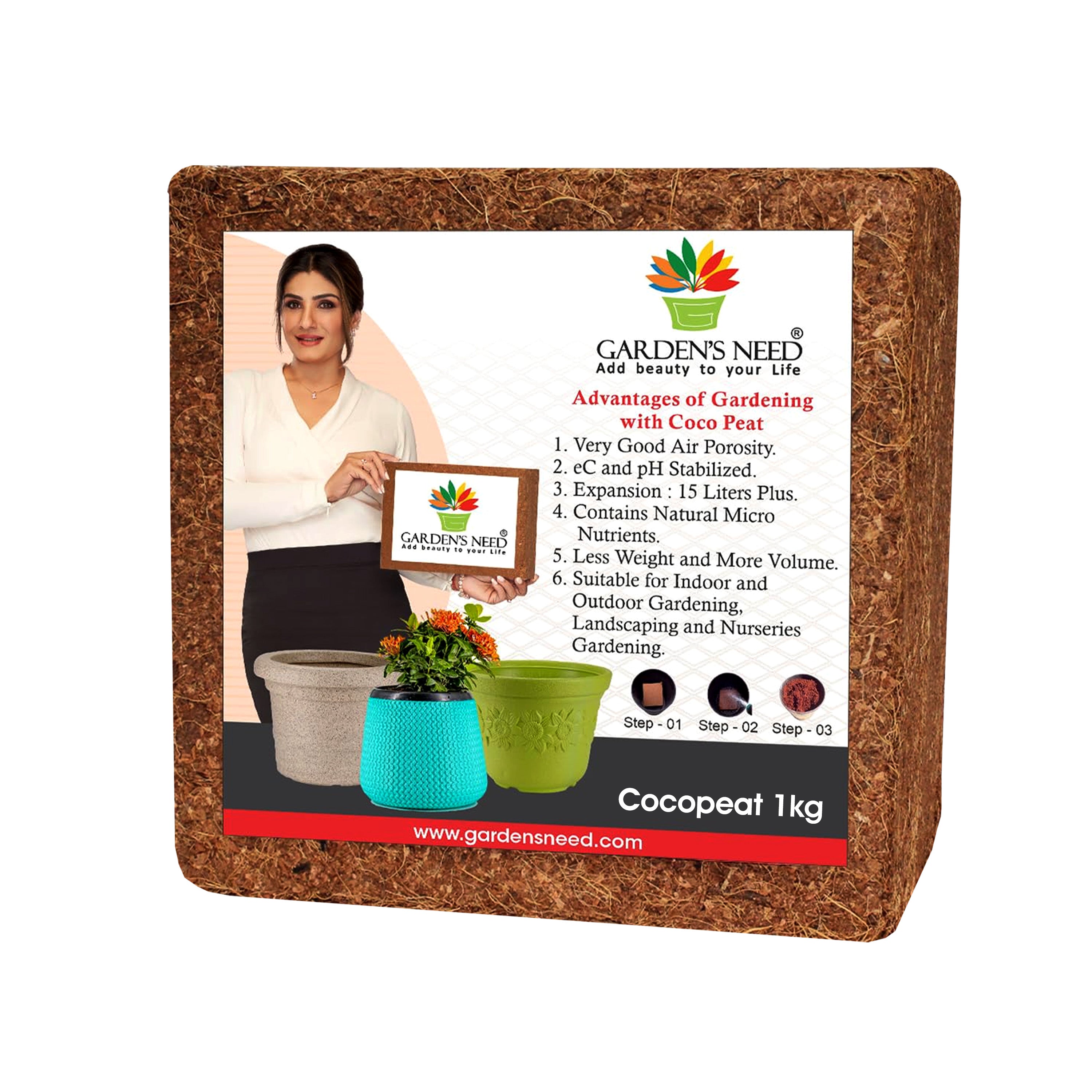 Brown Cocopeat Block 1 Kg  Natural Compost And Fertilizer for Indoor/Outdoor Gardening