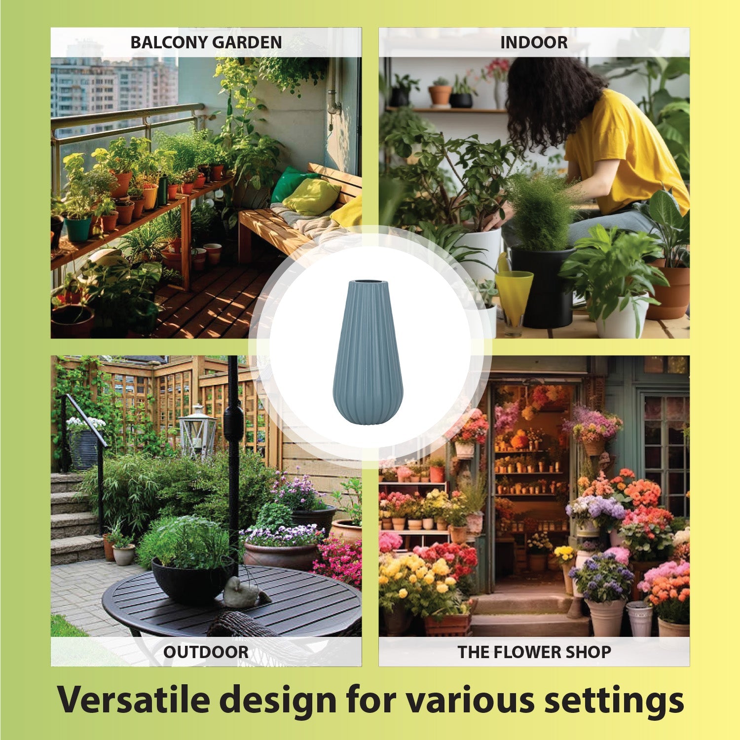 8 Inch Omega Round Flower Vase (Set of 2)