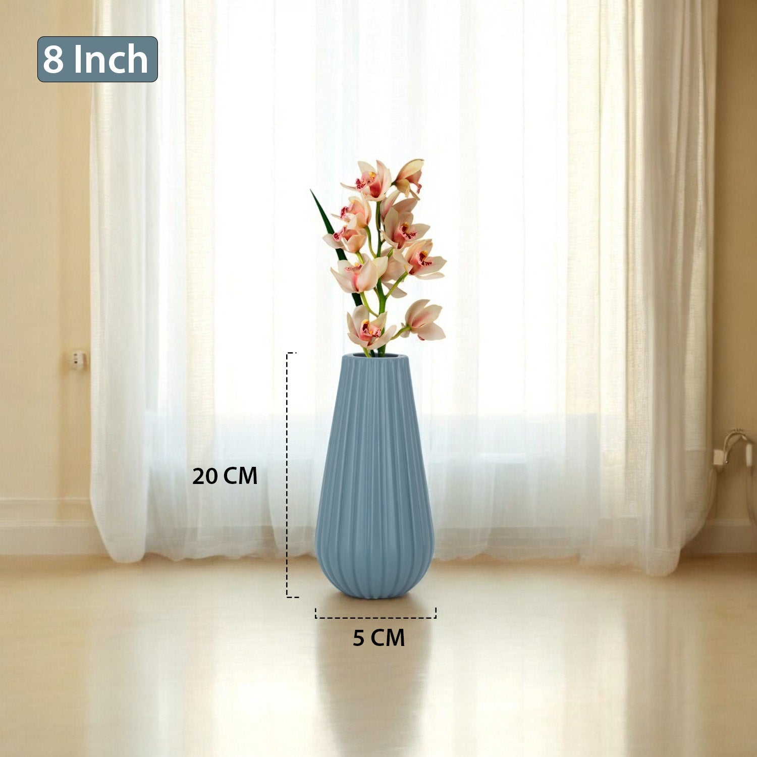 8 Inch Omega Round Flower Vase (Set of 2)