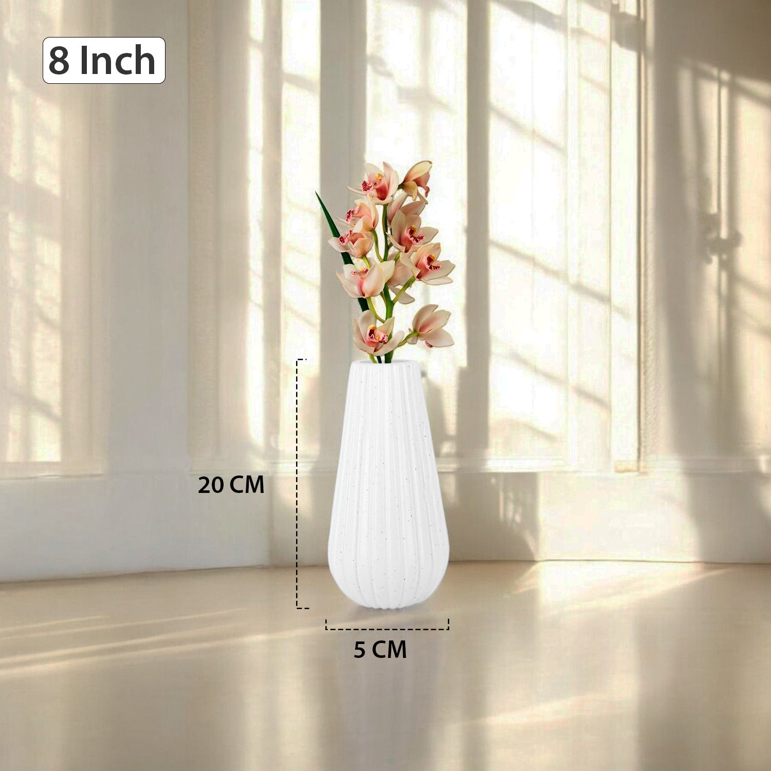 8 Inch Omega Round Flower Vase (Set of 2)