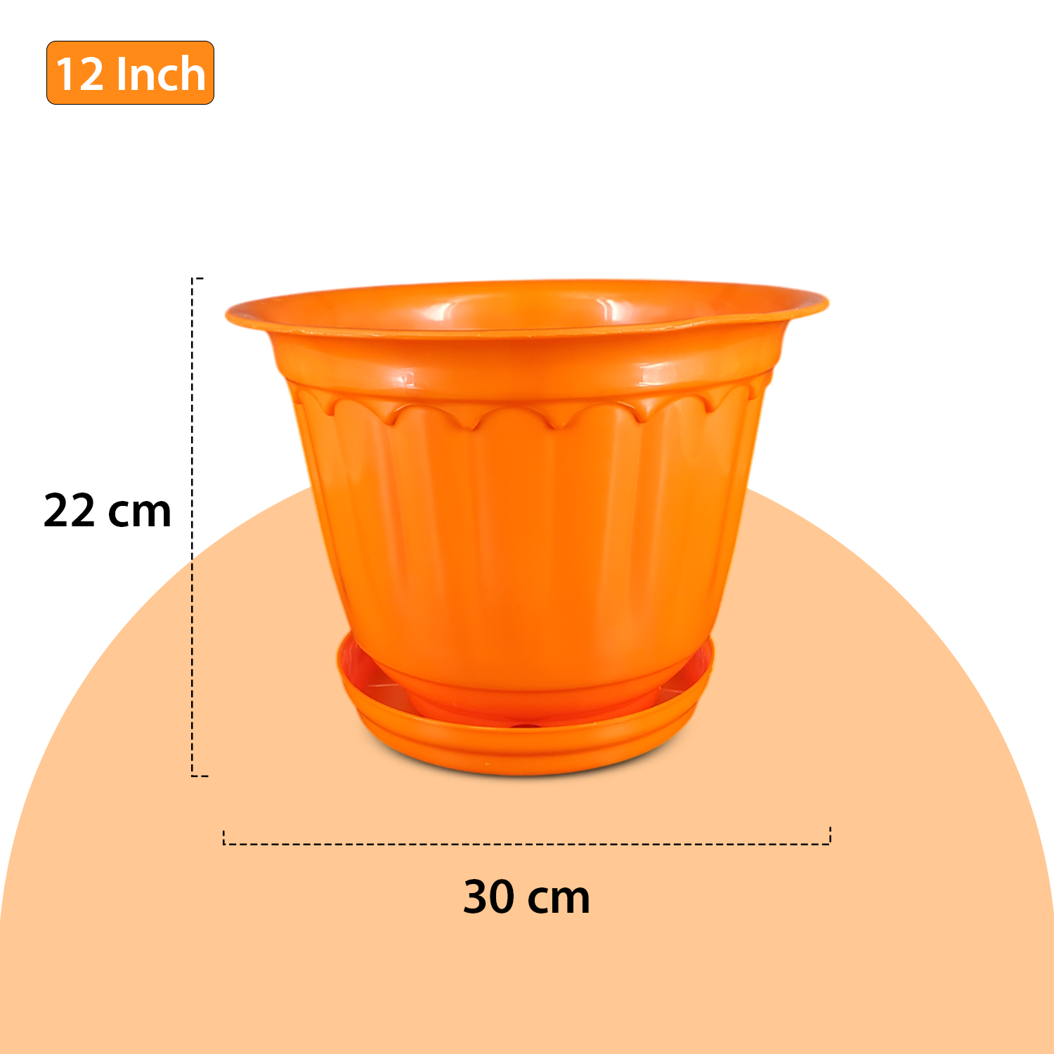 12 Inch Jasmine Planters with Drip Tray Home & Garden Decor (Set of 3)