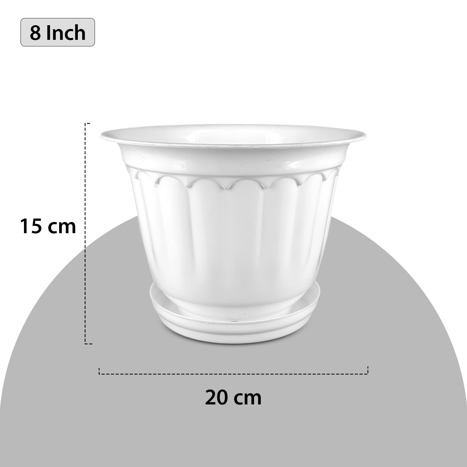 12 Inch Jasmine Planters with Drip Tray Home & Garden Decor (Set of 3)