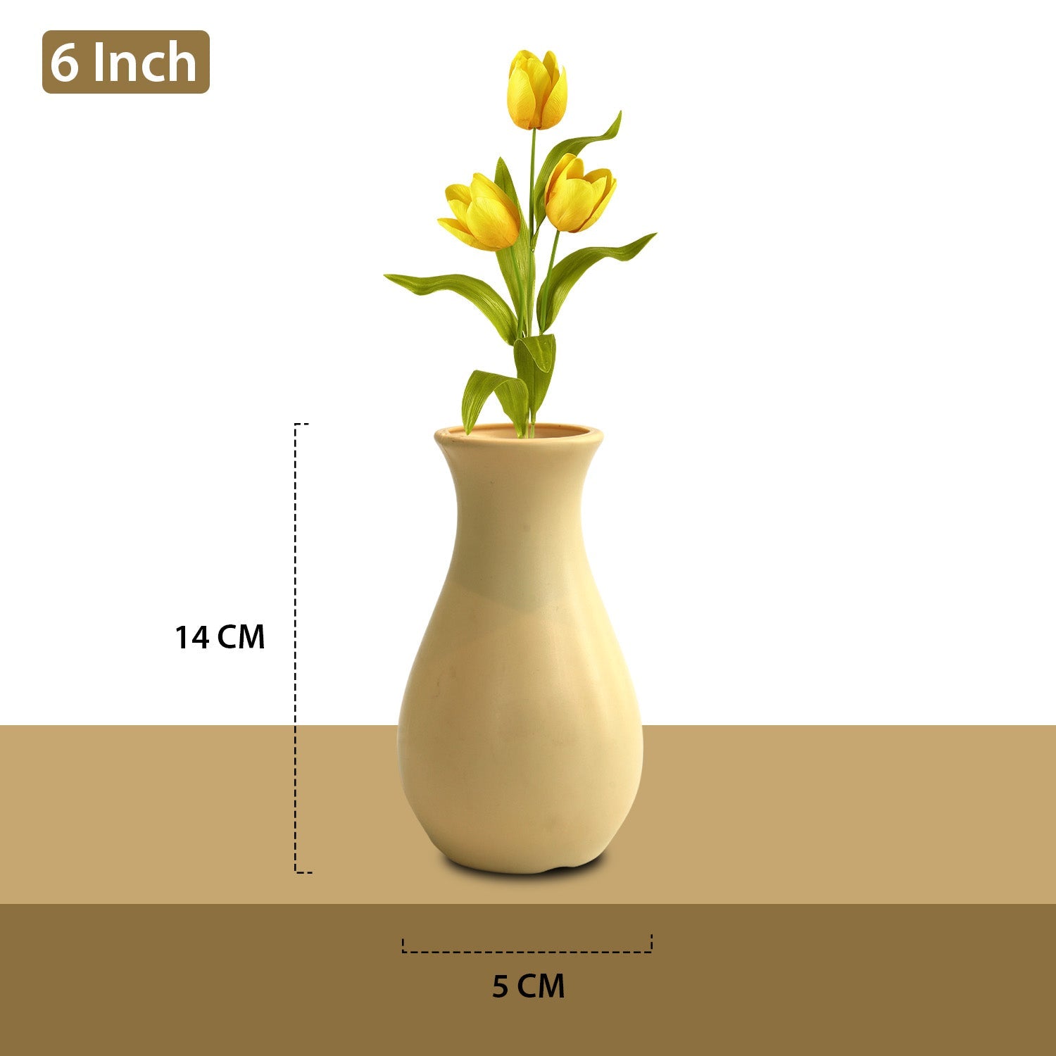 6 Inch Round Grey Lucky Plastic Flower Vases  Indoor Decor (Set of 2)