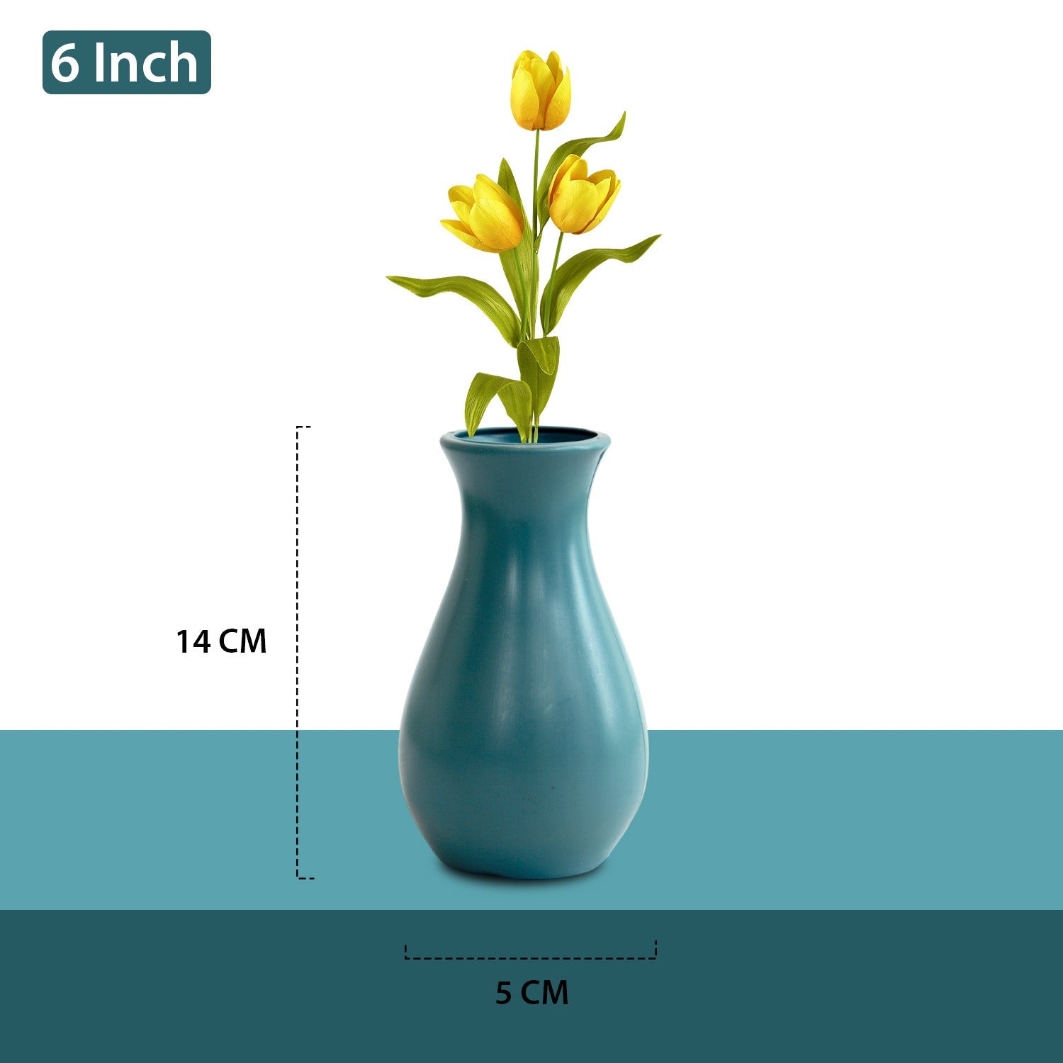 6 Inch Round Grey Lucky Plastic Flower Vases  Indoor Decor (Set of 2)