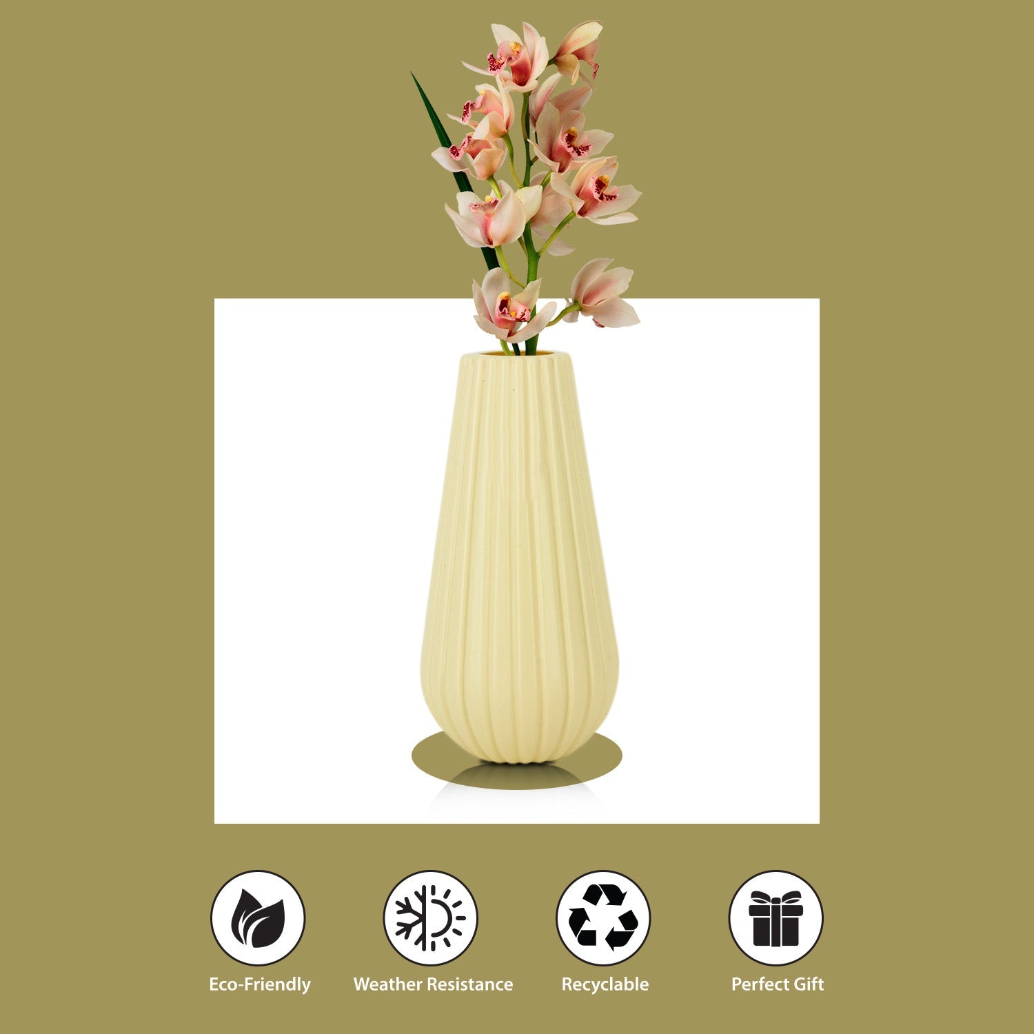 8 Inch Omega Round Flower Vase (Set of 2)