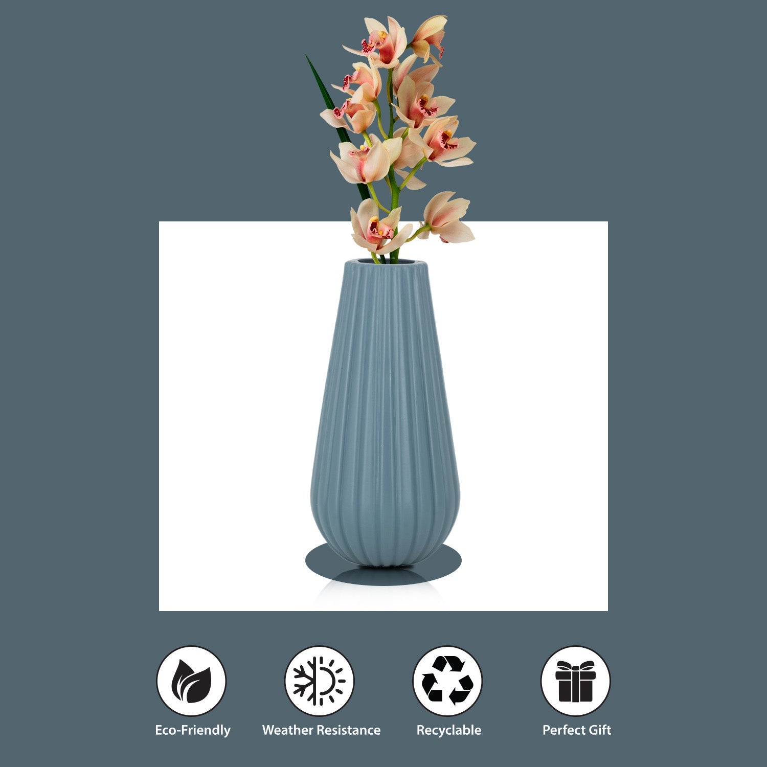 8 Inch Omega Round Flower Vase (Set of 2)