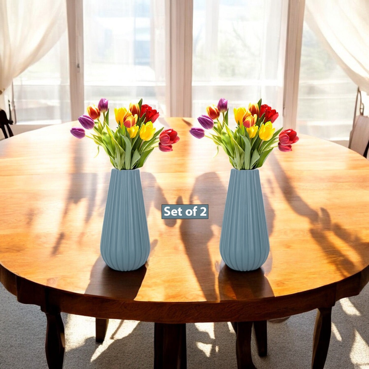 8 Inch Omega Round Flower Vase (Set of 2)
