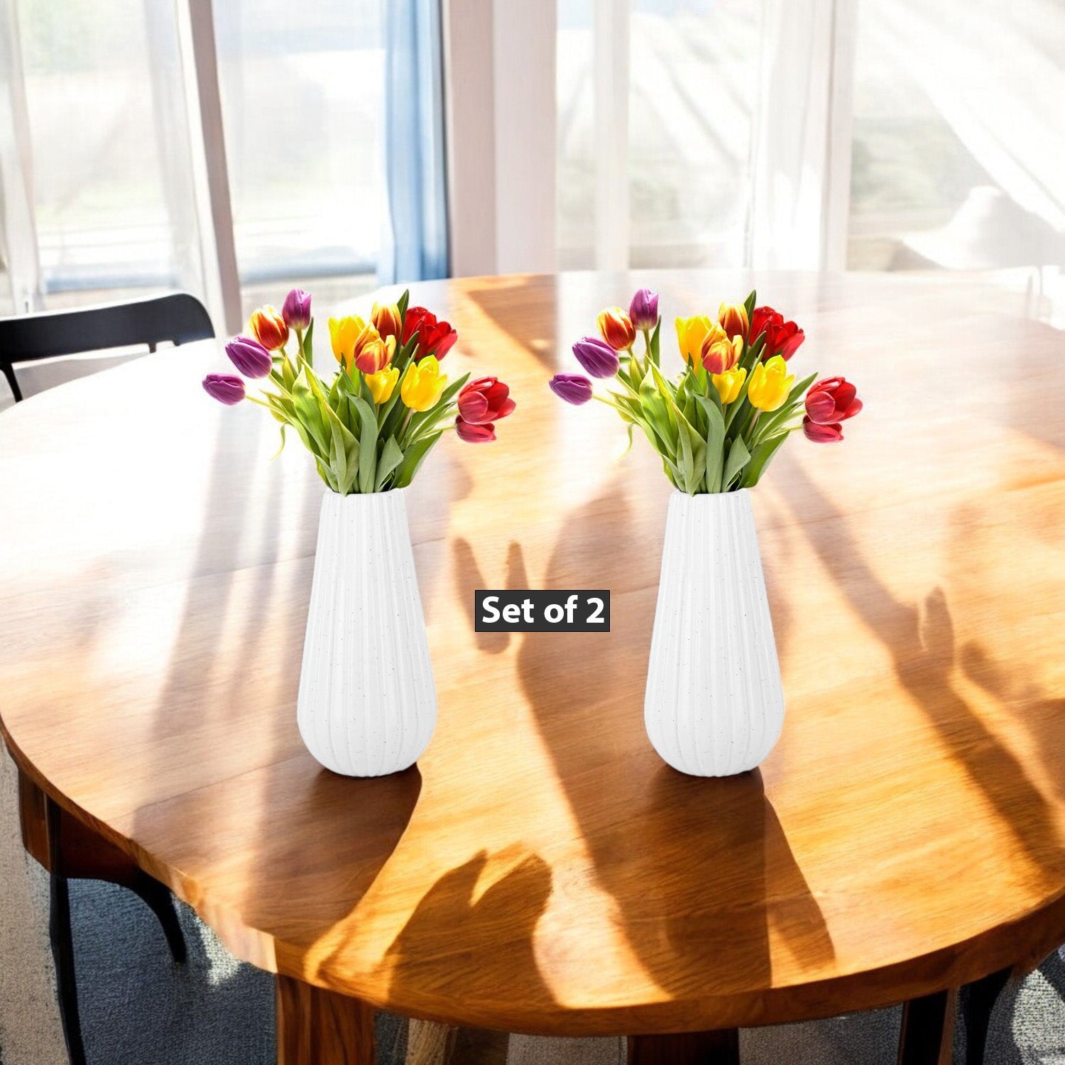 8 Inch Omega Round Flower Vase (Set of 2)