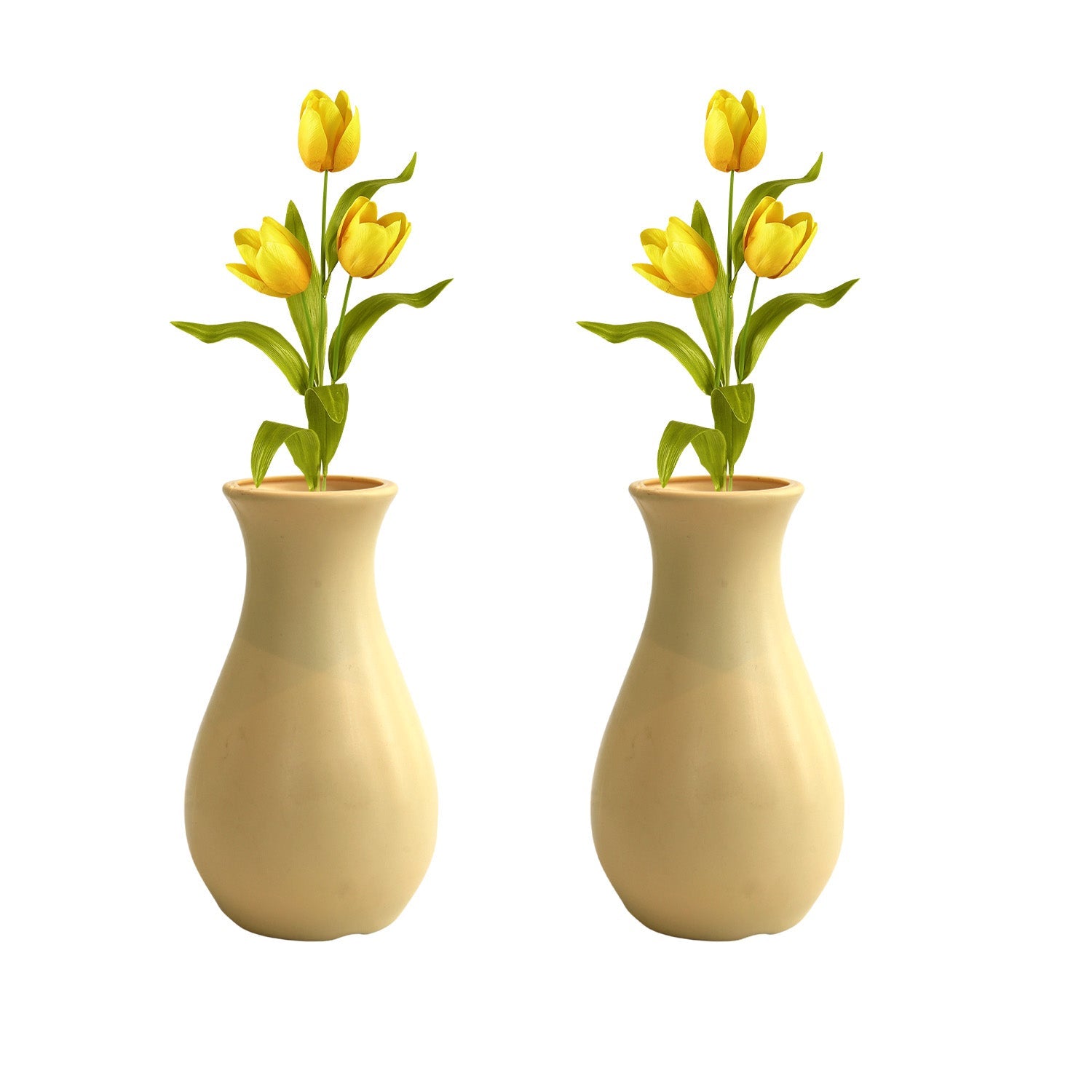 6 Inch Round Grey Lucky Plastic Flower Vases  Indoor Decor (Set of 2)