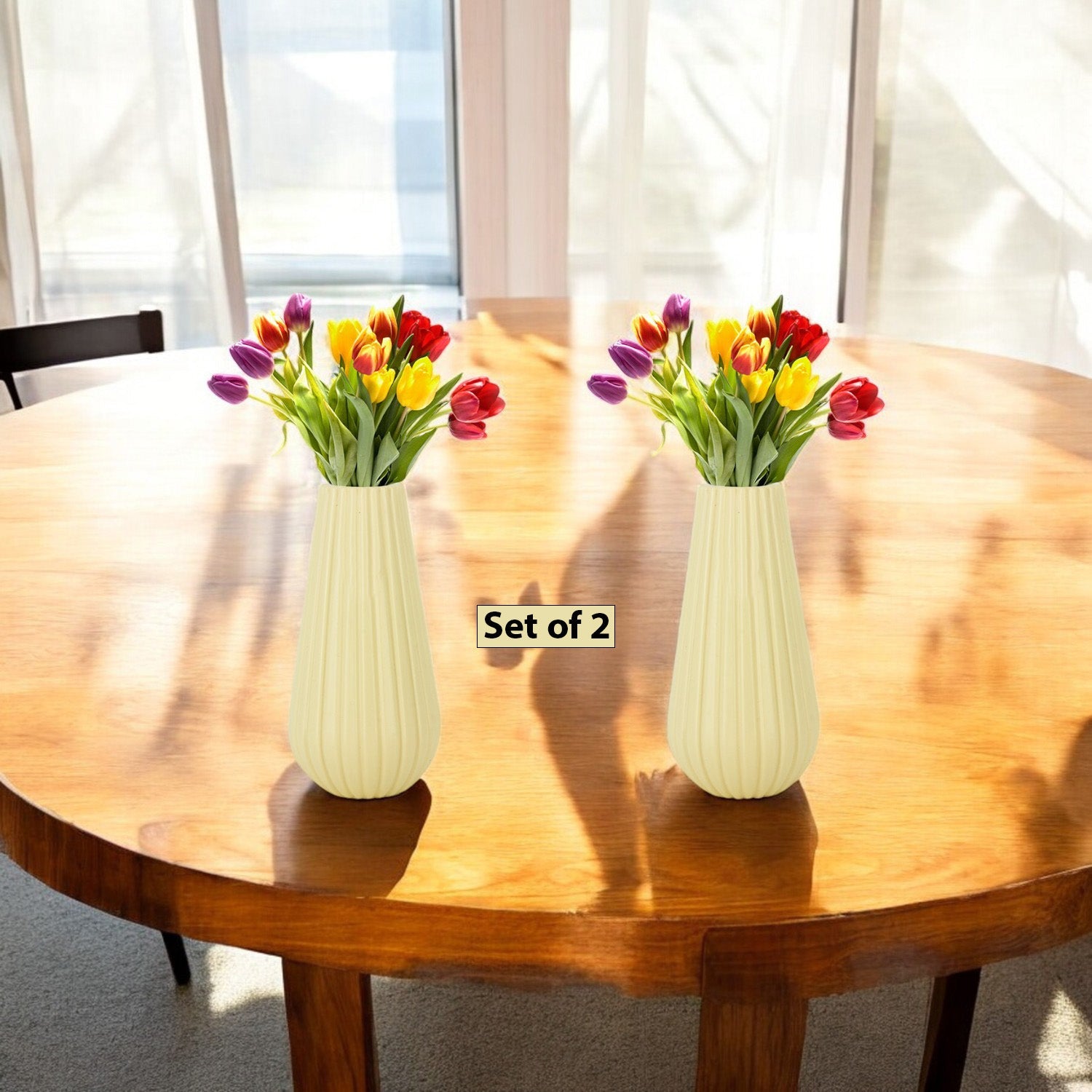 8 Inch Omega Round Flower Vase (Set of 2)