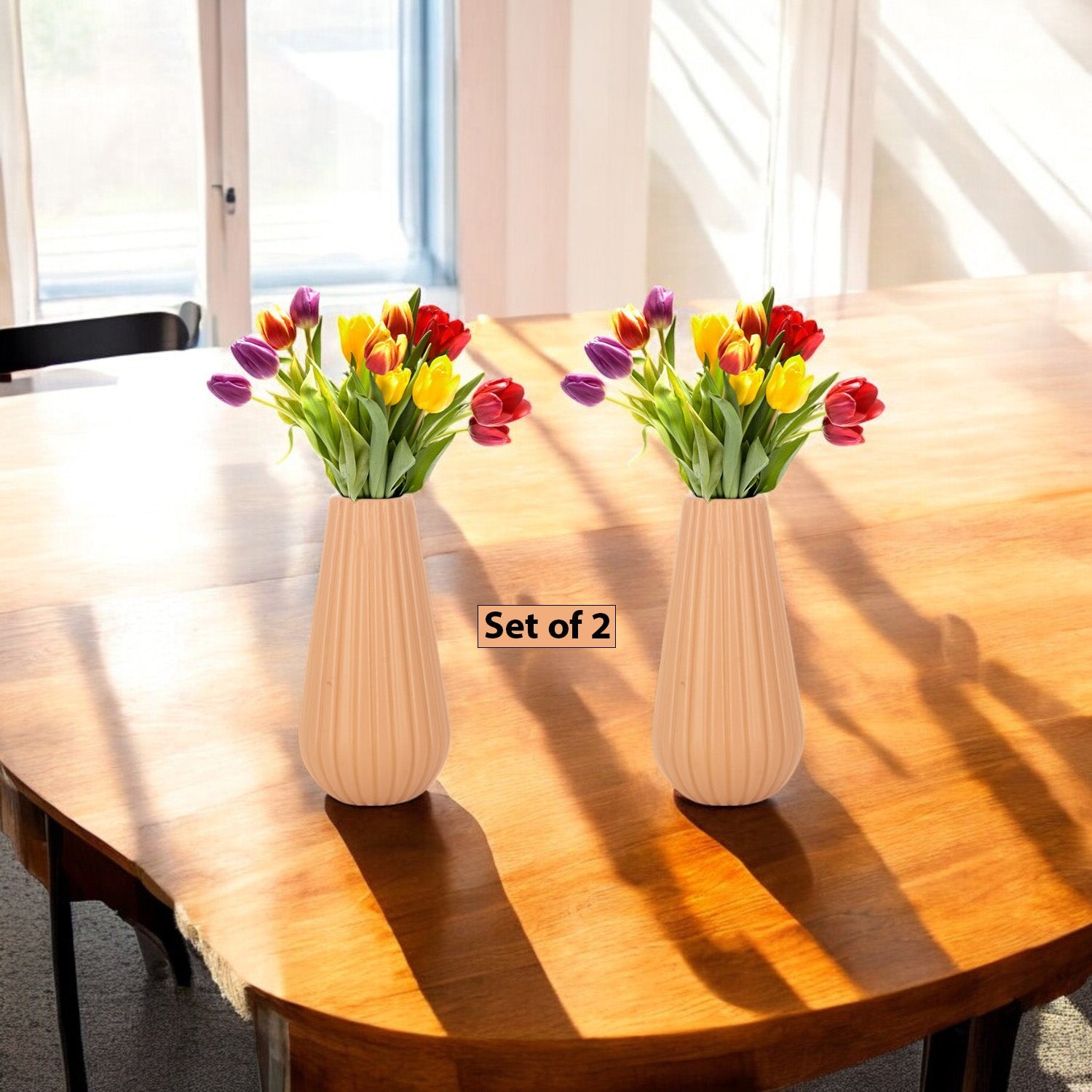 8 Inch Omega Round Flower Vase (Set of 2)