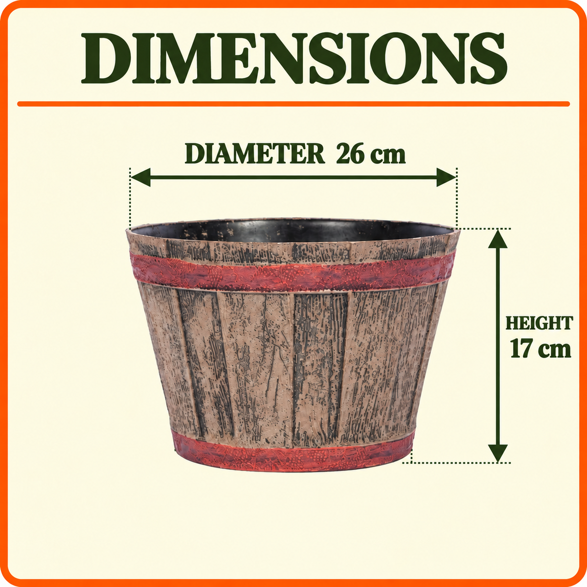 Barrel Pots 10Inch  Set of 2 – 10 Inch Round Indoor/Outdoor Flower Pots for Home, Office, Balcony & Terrace Decor