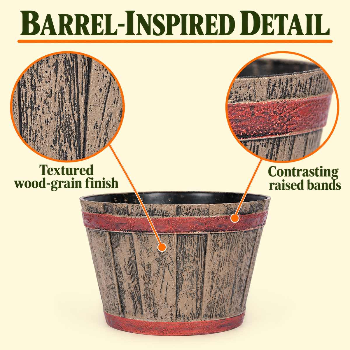 Barrel Pots 10Inch  Set of 2 – 10 Inch Round Indoor/Outdoor Flower Pots for Home, Office, Balcony & Terrace Decor