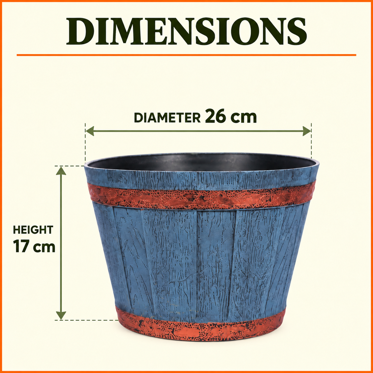 Barrel Pots 10Inch  Set of 2 – 10 Inch Round Indoor/Outdoor Flower Pots for Home, Office, Balcony & Terrace Decor