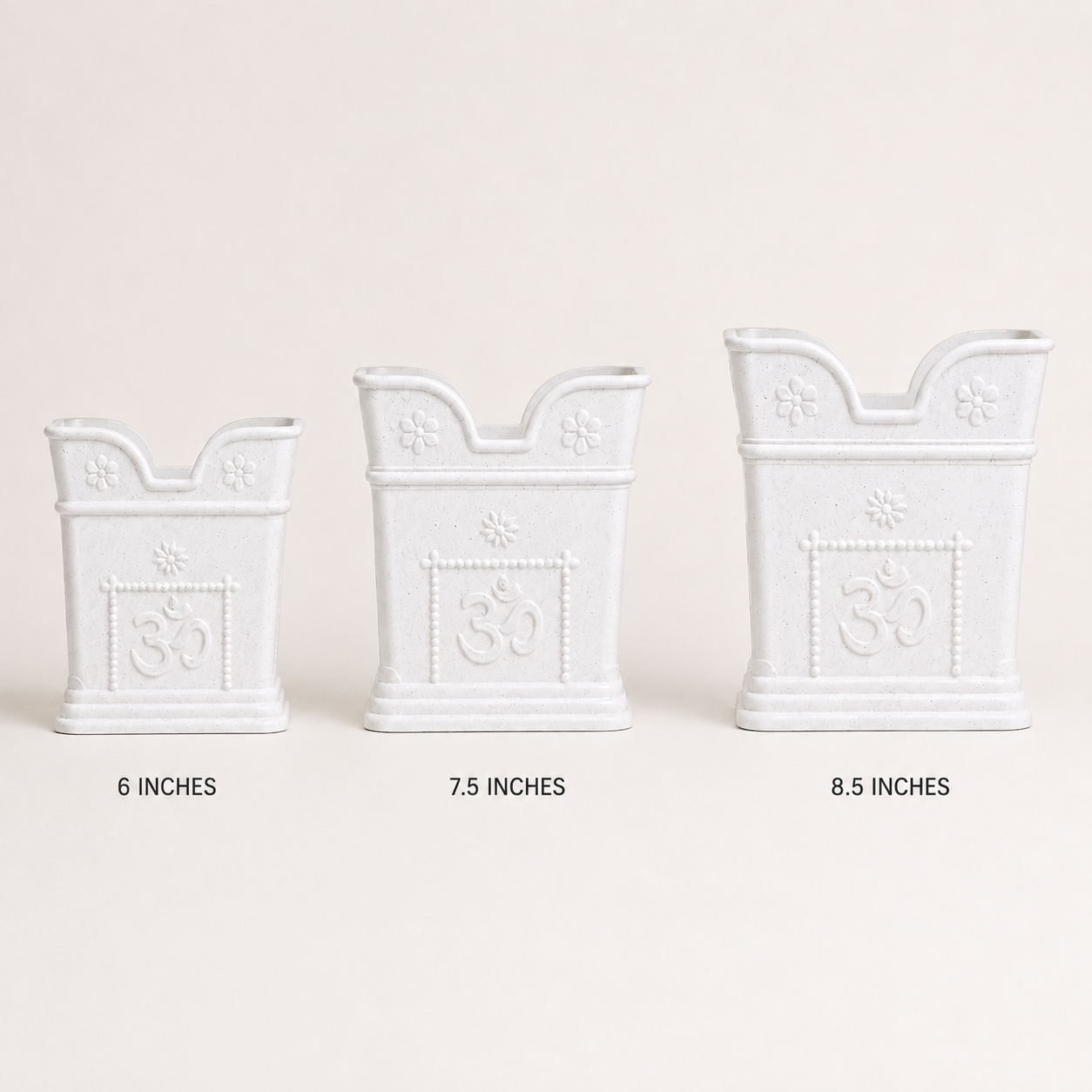 Modern White Marble Tulsi Planter Set - 3 Elegant Pots