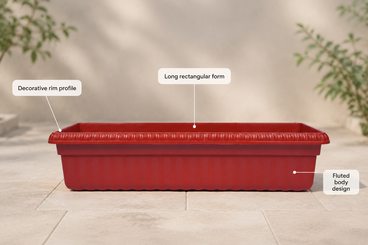 Nuclear  Plastic Planter Pots for Plants – 25 Inch Trough Pots (Set of 2) | 100% Virgin Plastic Flower Pots for Home, Office, Balcony & Garden Decor