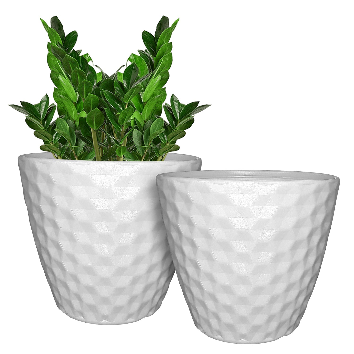 10.5 Inch Spider Round Planter  UV Resistant, Lightweight White Pot