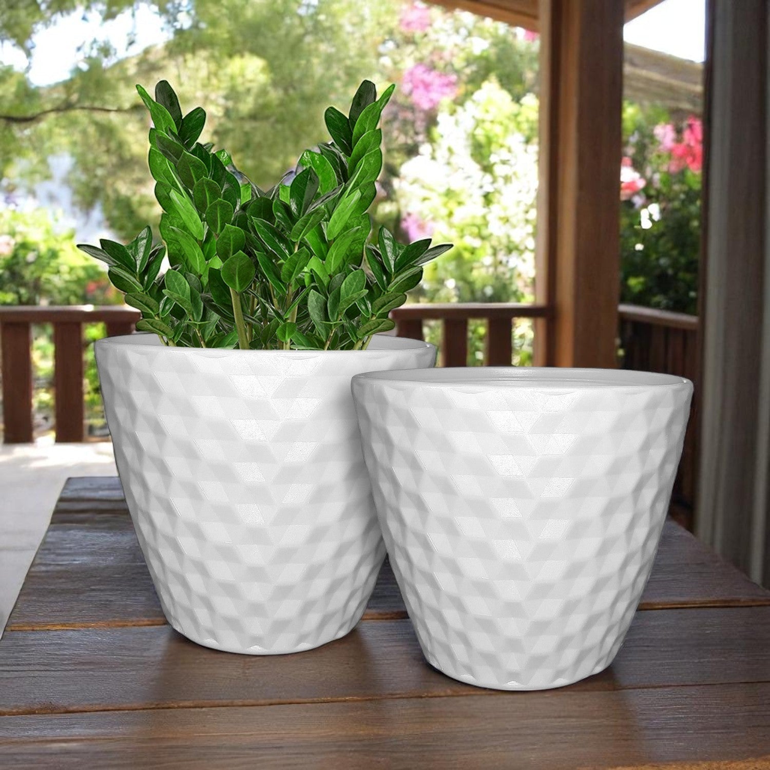 10.5 Inch Spider Round Planter  UV Resistant, Lightweight White Pot