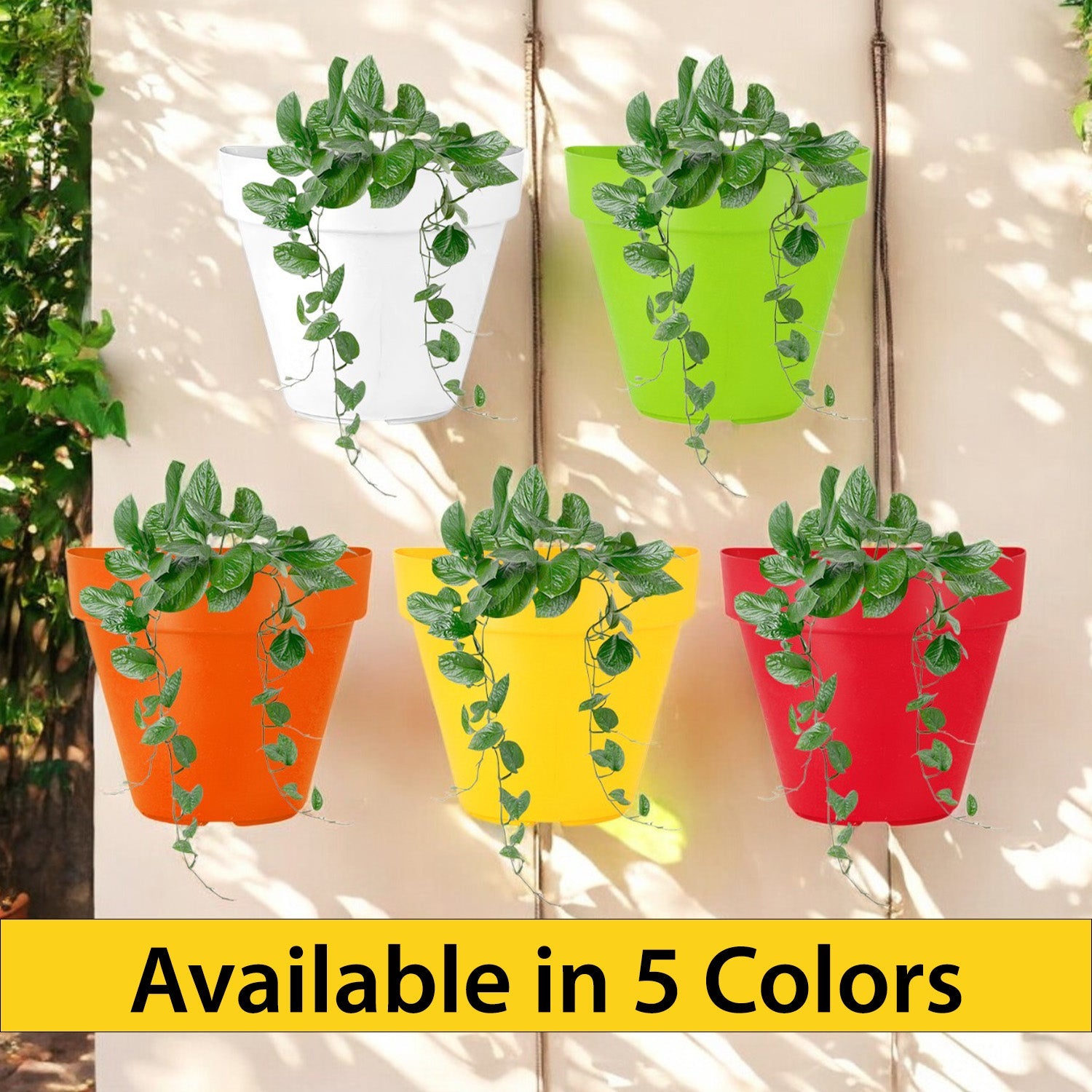 7 Inch Designer Wall Mount Hanging Planters (Set of 5, Multi) Stylish Hanging Pots for Indoor & Outdoor Decor