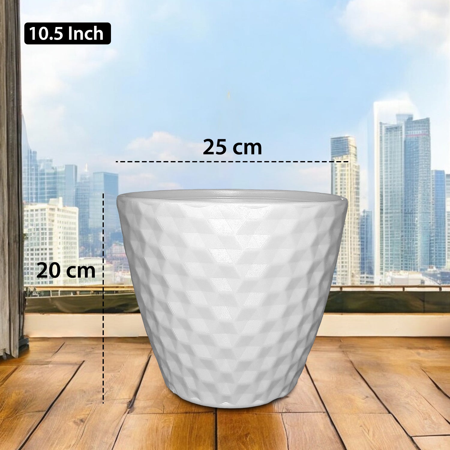 10.5 Inch Spider Round Planter  UV Resistant, Lightweight White Pot